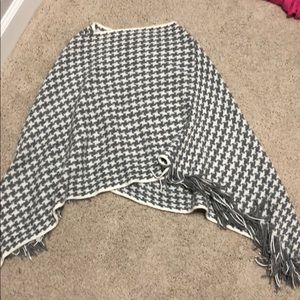 Grey and white poncho
